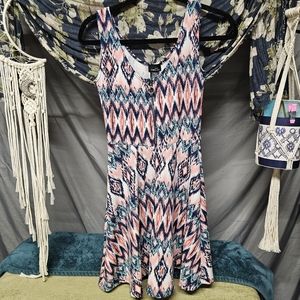 4/$20 Rue 21 | Geometric Print Fit & Flare Mini Dress with Zip Up Front size XS